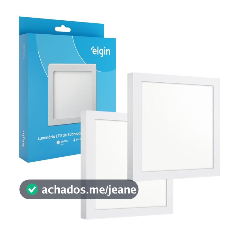 Kit 2 Luminaria Painel Plafon Sobrepor Bivolt Quadrado 24w Led Teto - ELGIN