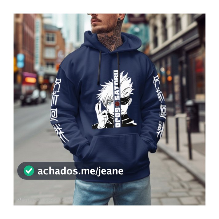 Moletom Canguru Anime Jujutsu Kai Gojo Satoru Anime Canguru Capuz e Bolso Manga Blusa de Frio Inverno