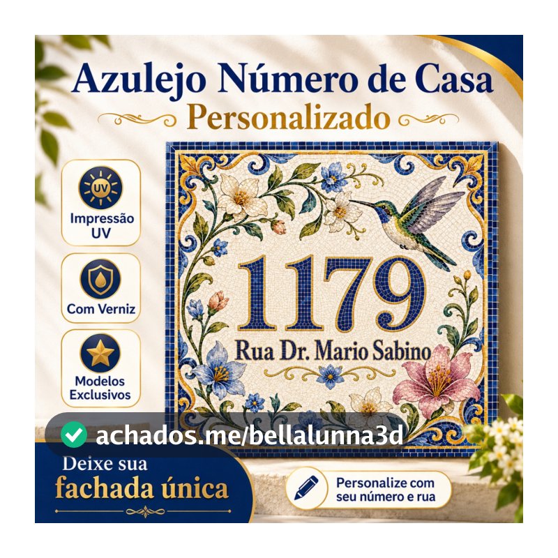 Azulejo Placa Número de Casa Personalizado com Impressão UV e Verniz