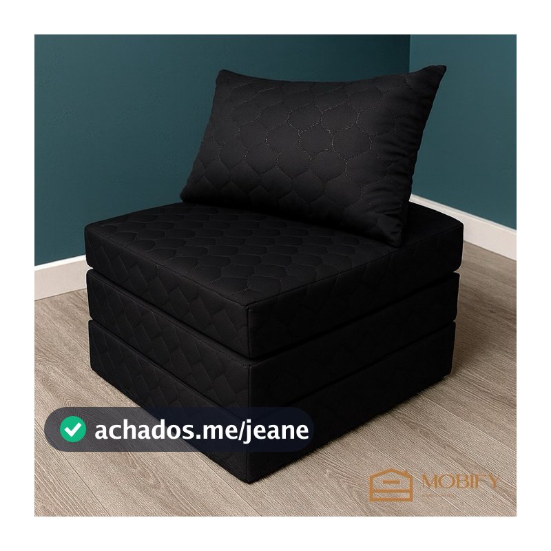 Puff Colchonete Dobrável / Sofá 3 em 1 Bordado + Travesseiro Capa com Ziper