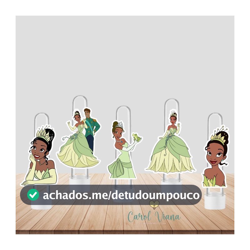 Aplique de Tubete Tiana a Princesa e o Sapo | Tag  Aplique para Tubete | Lembrancinhas | Lembrancinha de Festa Infantil