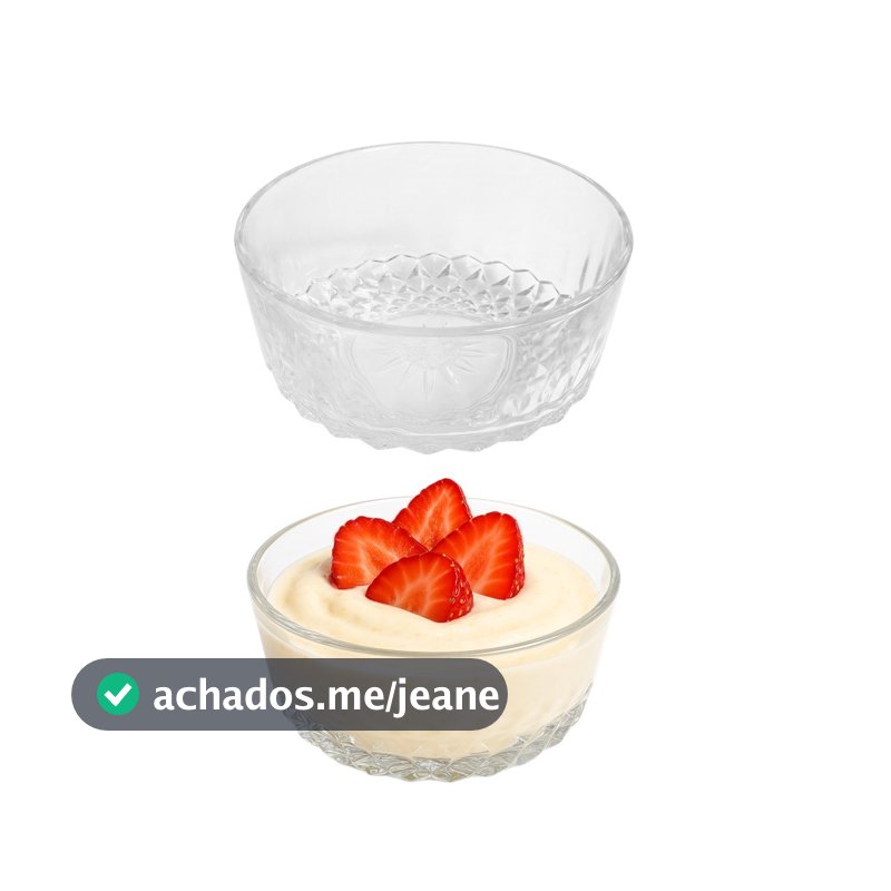 Jogo 2 Bowl de Vidro Pote para Sobremesa Clear Diamantino 260ml Em Casa Tem