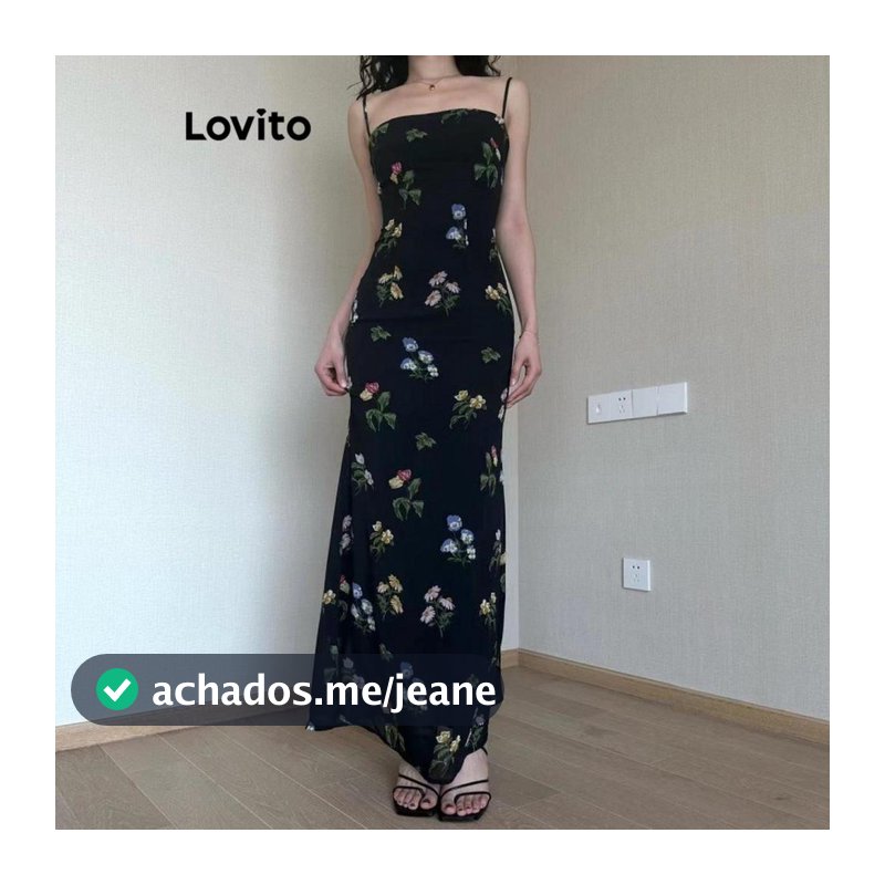 Lovito Longo Férias Vestido floral com renda para mulheres Bordado LNE65039