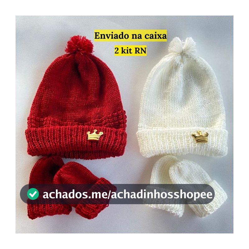 kit Touca e Luva Bebe Recém Nascido  Saída De Maternidade Menino Menina Trico Feminina Masculina
