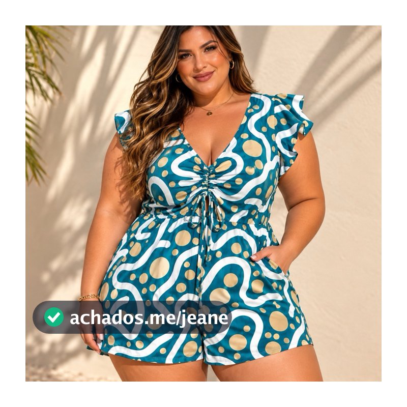 PROMOÇÃO RELÂMPAGO Macacão PLUS SIZE feminino estampado soltinho alça vest 46 a 54 jardineira regata