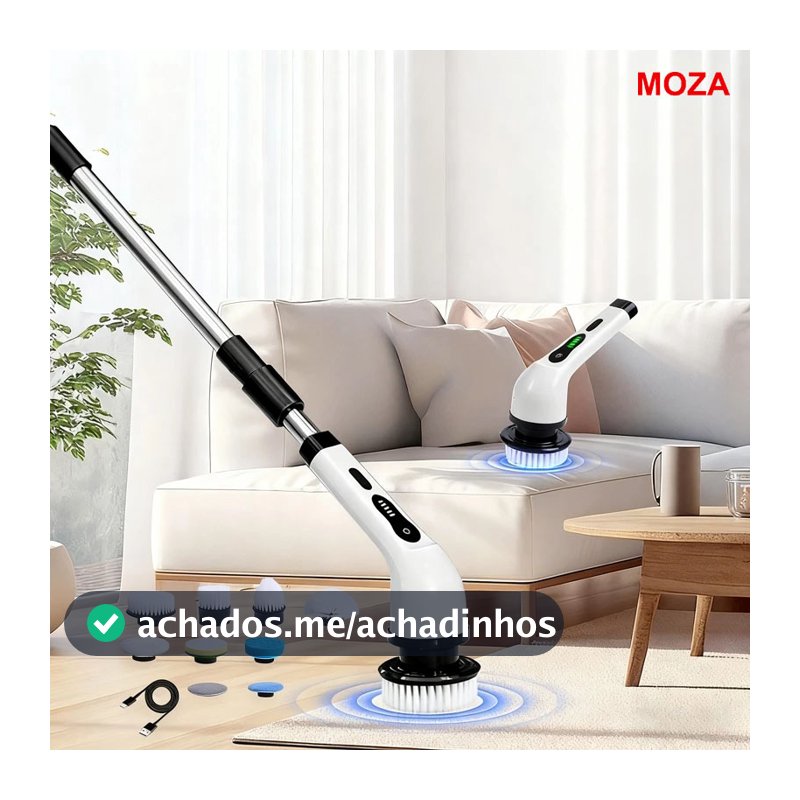 Escova de limpeza elétrica multifuncional 9 em 1, retrátil - com cabo estendido para banheiro, cozinha e quarto