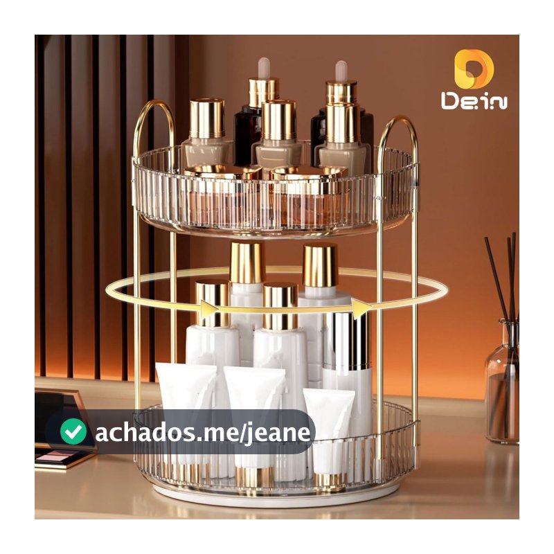 Organizador de Maquiagem Giratório – Suporte Multiuso 2/3 Andares p/ Cosméticos e Perfumes