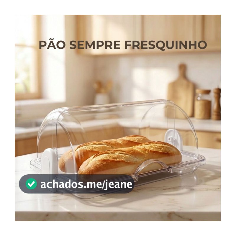 Porta Pão Com Tampa Articulável Cristal 30x20cm Para Mesa Armazenamento Organização Sofisticado