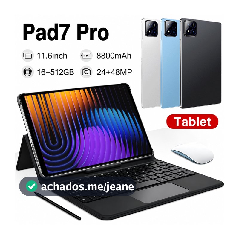 Tablet De 11.6 Polegadas Com Teclado + Mouse , 16 Gb De RAM , Armazenamento De 512 , Android 15 , Câmera De 48 Mp