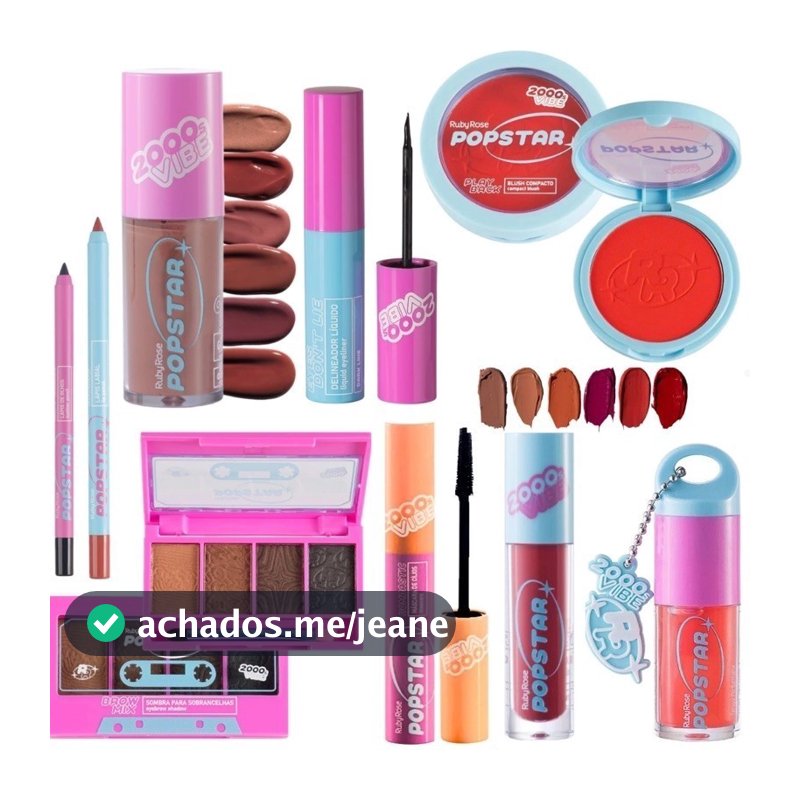 Kit de Maquiagem Ruby Rose Melu Infantil Juvenil Blush Paleta de Sobrancelha Gloss de Chaveiro Delineador Rimel