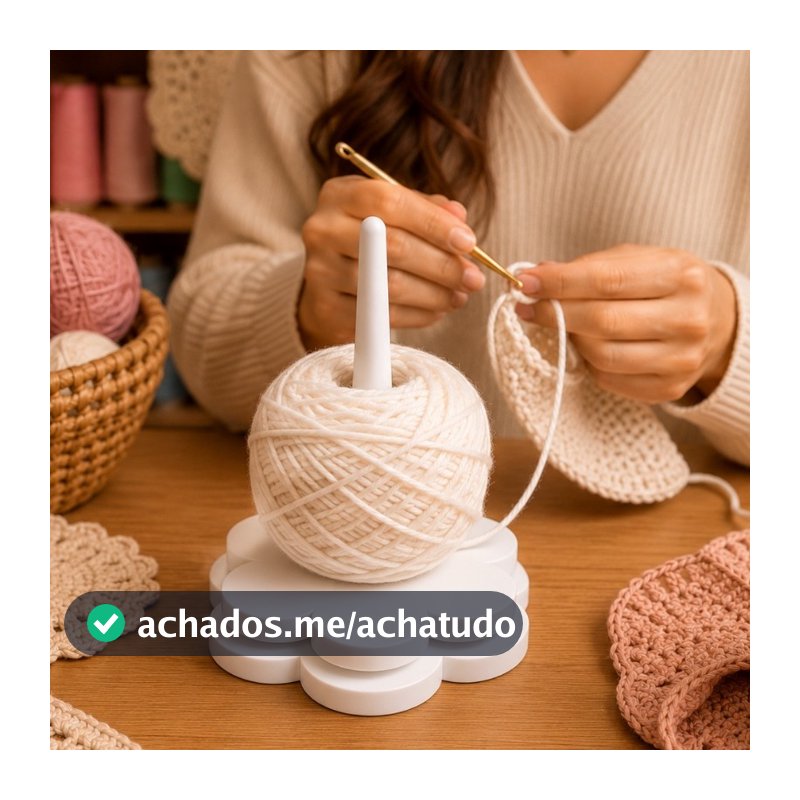 Suporte Linha de Crochê Giratório Formato de Flor Desmontável Gire com Facilidade