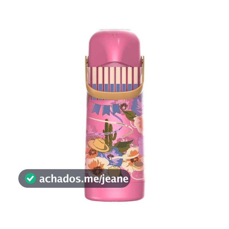 Garrafa Térmica Termolar Magic Pump - Bomba de Pressão, Rosa Decorada, 1L