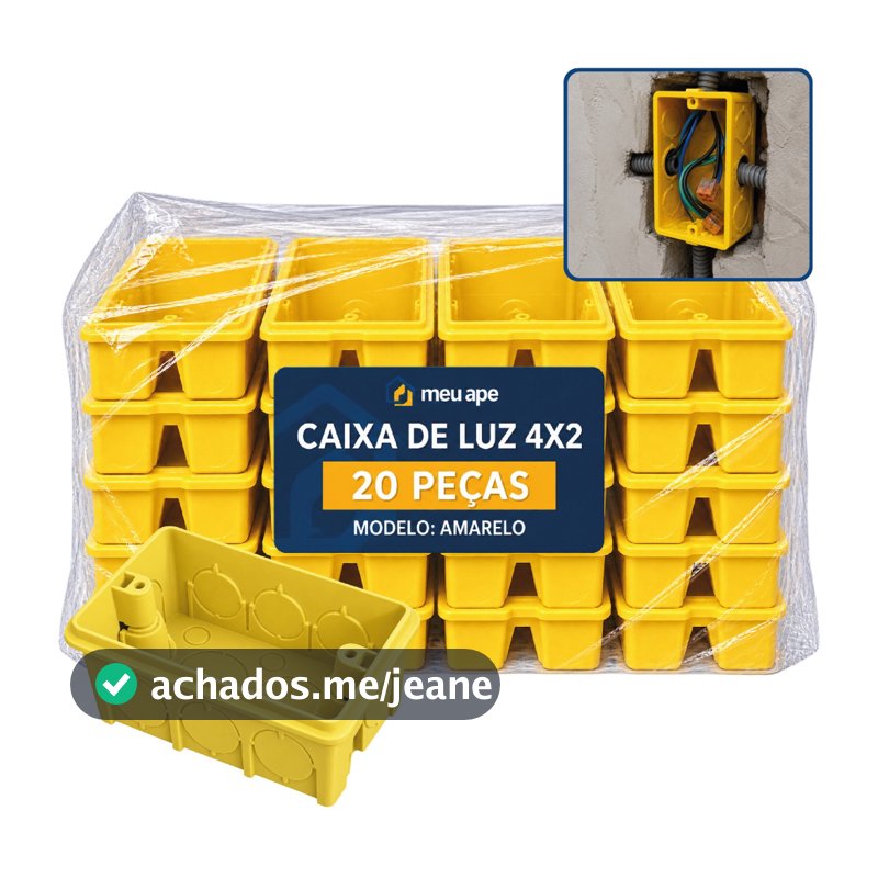 20 Caixa de Luz 4x2 Reforçada P/ Tomada Interruptor Embutir Amarelo