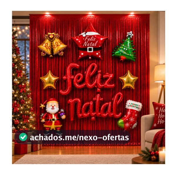 Kit Decoração de Natal Feliz Natal Balões Metalizados Cortina Painel Festa Papai Noel Estrela Bota Árvore