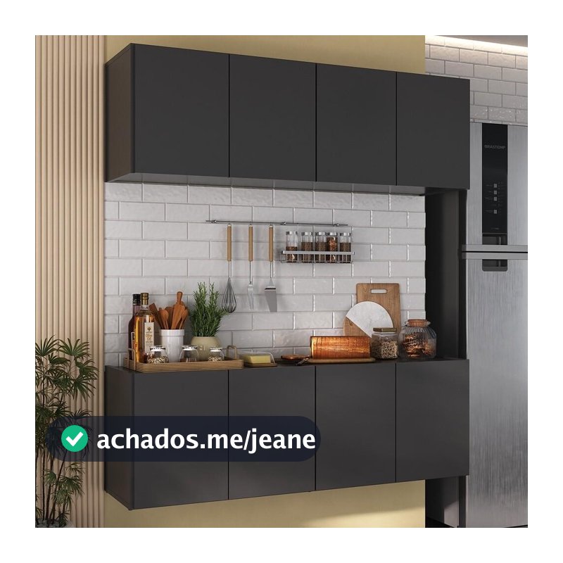 Cozinha Prática Kit Armário Aéreo + Balcão 4 Portas Multimóveis