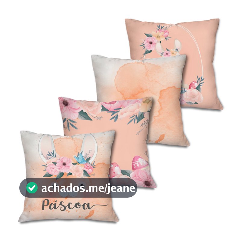 PÁSCOA:  KIT 4 CAPAS DE ALMOFADA 45X45 cm CASA & DECORAÇÃO