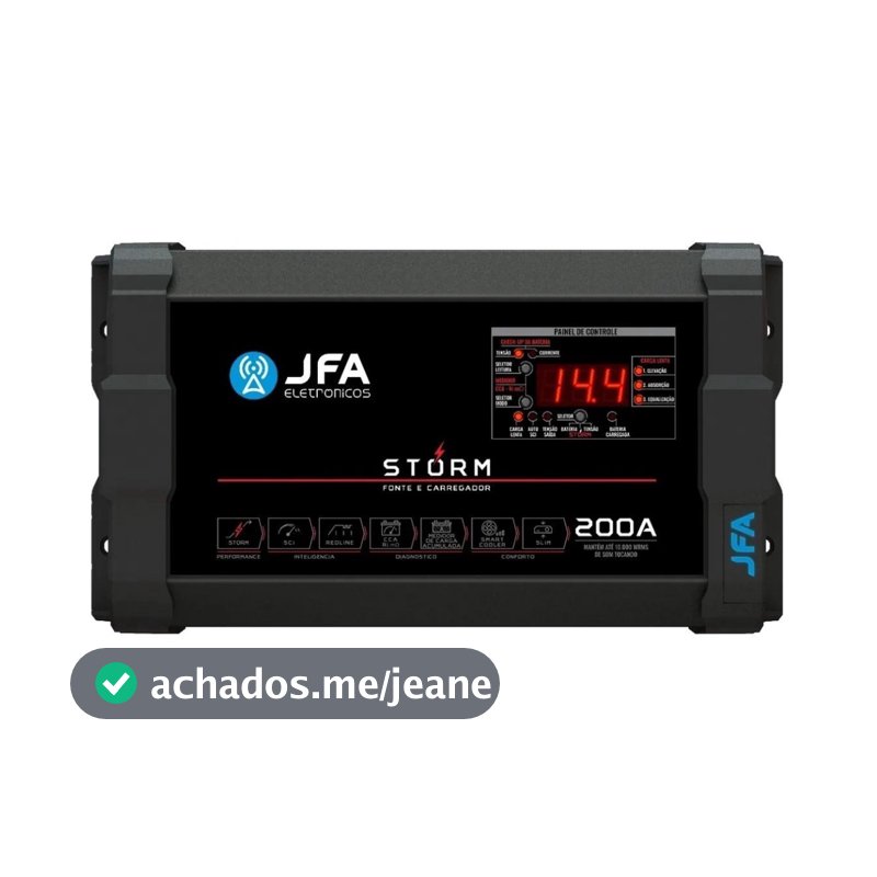 Fonte Jfa 200 Storm Monovolt 220v Para Módulo Automotivo 200a com voltimetro