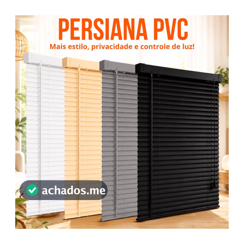 Persiana PVC Horizontal Cortina 100cm/120cm/140cm x 130cm Sala Quarto Escritório Linha Premium Exclusiva Sofisticada