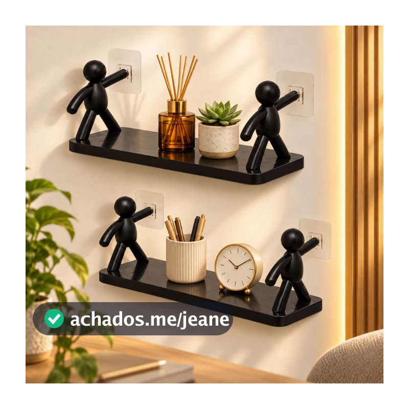 Prateleira Bonequinho Buddy 1 Ou 2 Unidades De Plástico Adesiva Sem Furos Organizadora Para Banheiro Cozinha Quarto