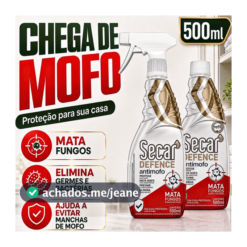 Spray Anti Mofo Defense Produto Tira Limpa Remove Mofo De Parede Banheiro Box Guarda Roupa Tecido Estofado Teto Azulejo