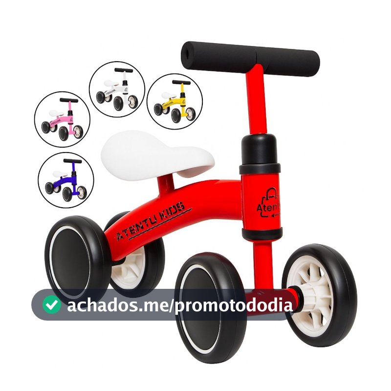 Bicicleta De Equilíbrio Andador Infantil Sem Pedal 4 Rodas