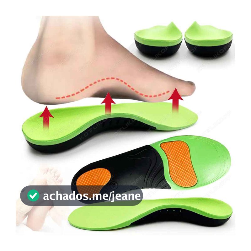 Par de Palmilha Para Fascite Plantar Ortopédica Pé Chato Pisada Pronada Esporão Pés Cansados
