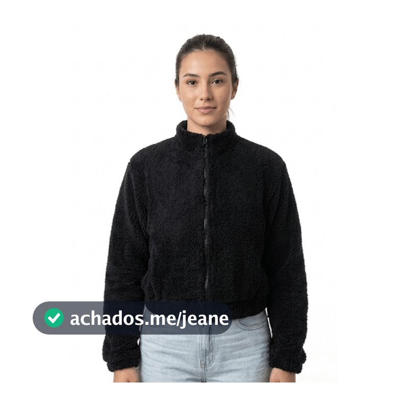 Casaco Feminino Teddy Peluciado Cropped Inverno Jaqueta Fleece Quentinha com Zíper Moda Feminina Moda Outono Inverno
