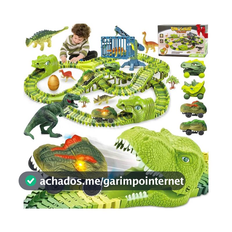 279pçs Pista Dinossauro Corrida Brinquedo Com Carro Eletrico