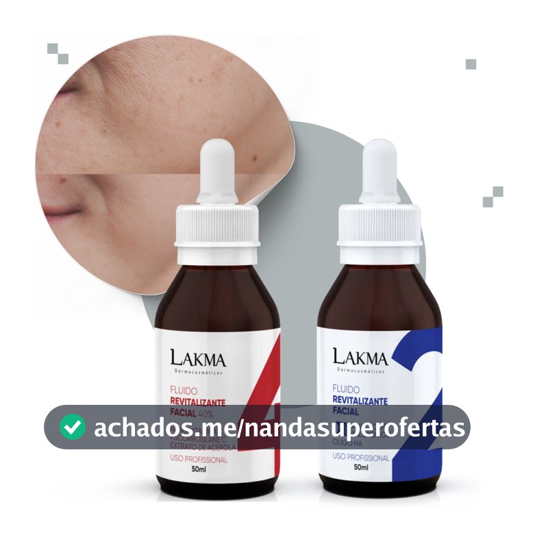 Kit Lakma Fluído Facial Revitalizante - Ácido Hialurônico 50ml + Vitamina C 50ml Hidratação Profunda