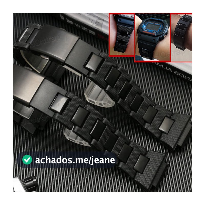 Pulseira De Aço Plástico Para Casio Watch Band Interface Convexa 16mm DW6900/DW9600/GW-M5610/DW5600/GA2100 Preta Relógio