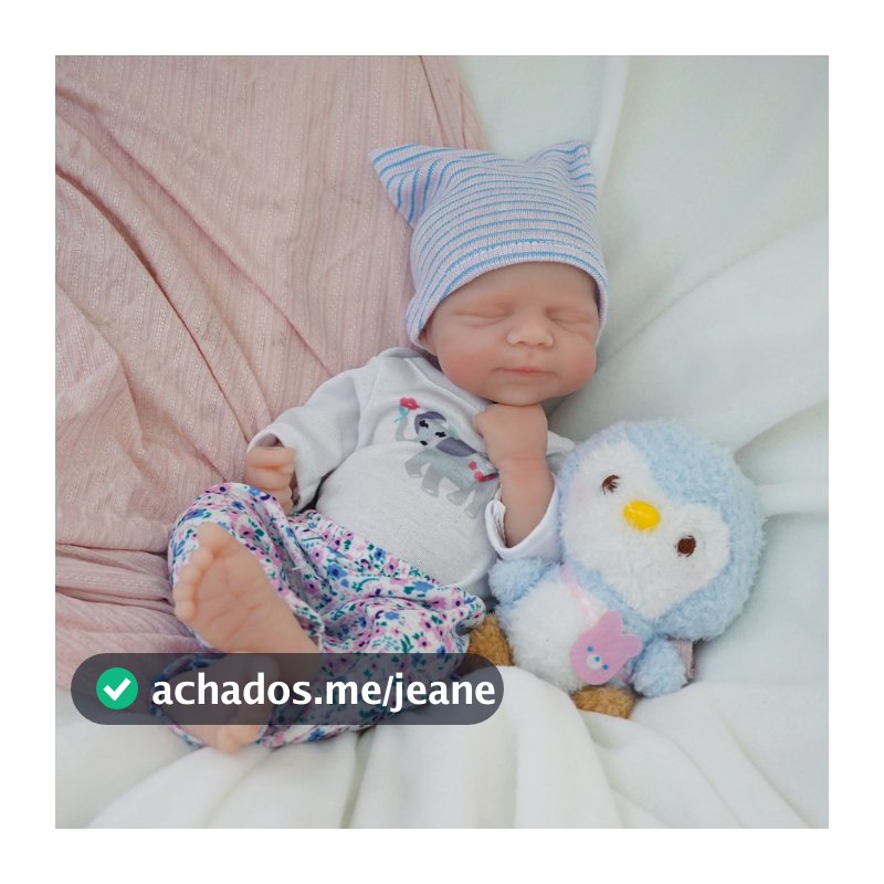 Bebê Reborn Silicone Sólido 35cm Menina Olho Fechado Suave