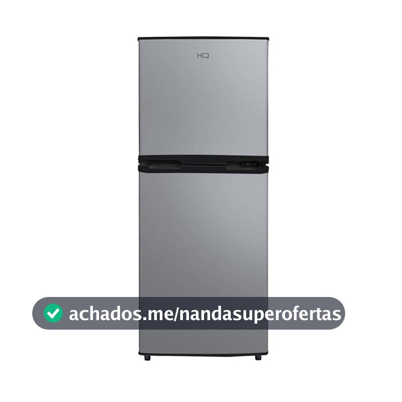 Geladeira Refrigerador Compacto HQ 140L Duplex Defrost, Baixo Consumo A+++ Preto/Cinza HQ-140RDF