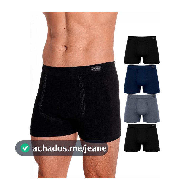 Kit 4 Cuecas Boxer Zhamaro Algodão Premium Sem Costura Masculina Cotton Respirável Confortável Macia
