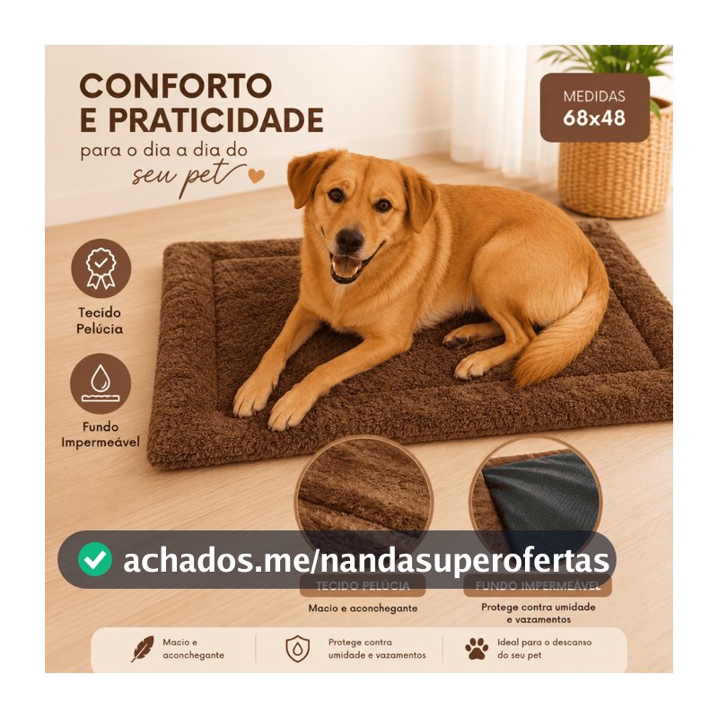 Colchonete Tapete Pet Cachorro Pelúcia Fundo Impermeável Quentinho - 01 Peça