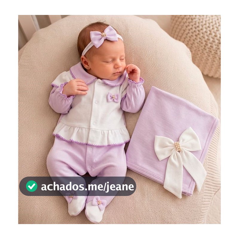 Saida de Maternidade Menina Doce Sonho Aurora Lilás/Rosê/Rosa com Lilás com Manta