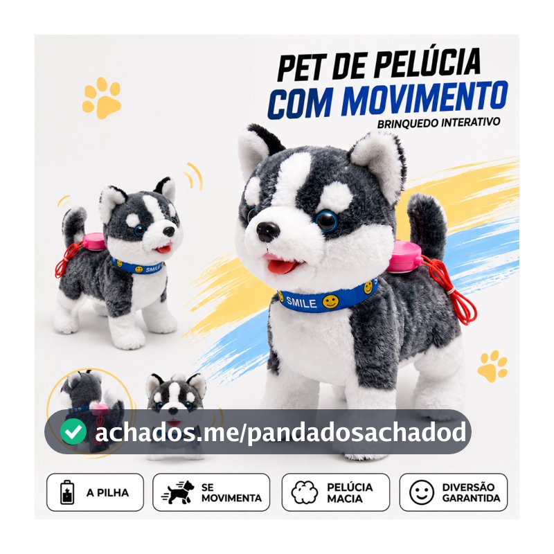 Cachorro Pet De Pelúcia Husky Interativo Fala Com Movimento E Som Brinquedo Cachorrinho Infantil