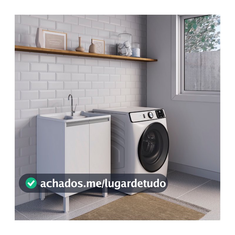 Tanque Plástico 30L Lavar Roupas Lavanderia Esfregadeira Lateral Armário Gabinete  100% MDF  Montado