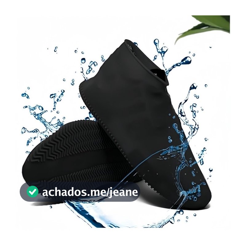 Capa De Chuva Silicone Protetora Tênis Sapato Bota Motoboy Pés Secos Preto