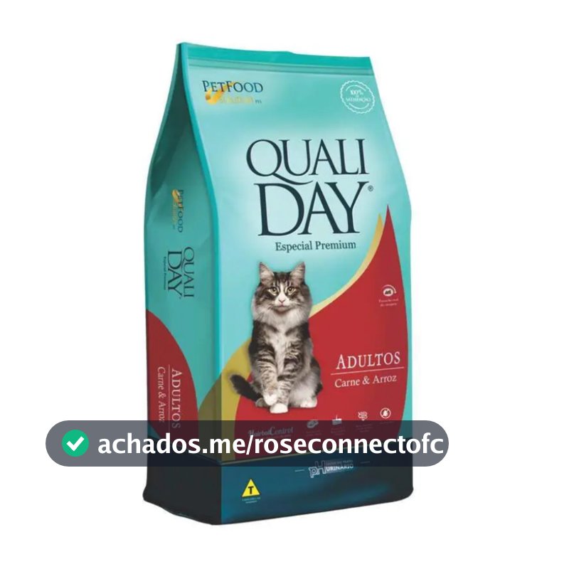 Ração Qualiday Gatos Adultos Sabor Carne e Arroz 10kg - Controle de Bolas de Pelo