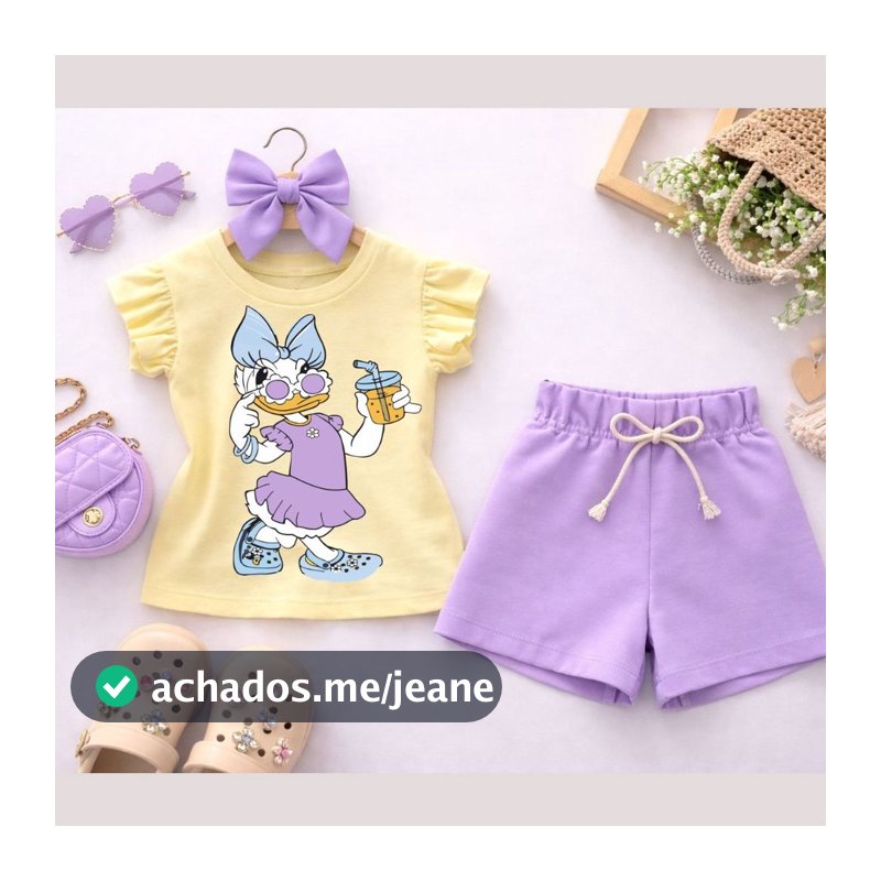 Conjunto Infantil Feminino Patinha Margarida Fashion Papete Blusa + Short | Várias Cores Disponíveis | Moda Menina