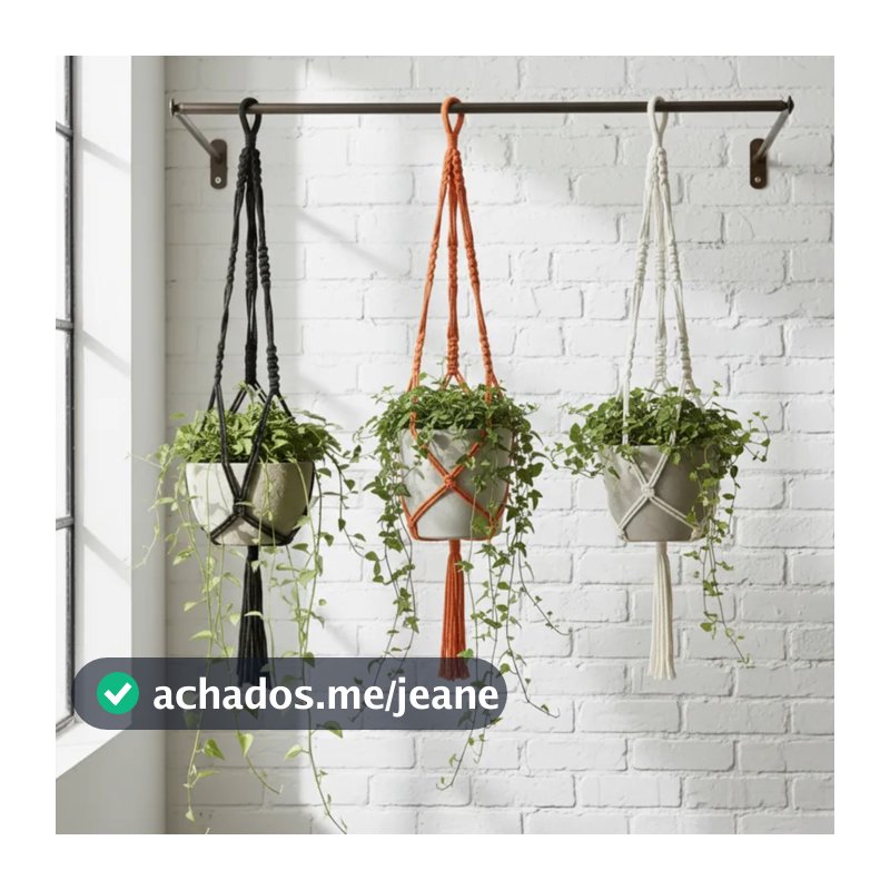Suporte de macramê 80 cm para pendurar vaso de planta | Hanger Plant Suspenso Floreira Pendente