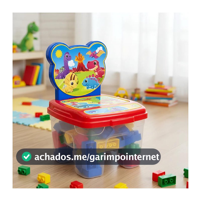 Brinquedo Educativo 2 Em 1: Cadeira + Blocos Grandes 48 Peças para montar blocos legal