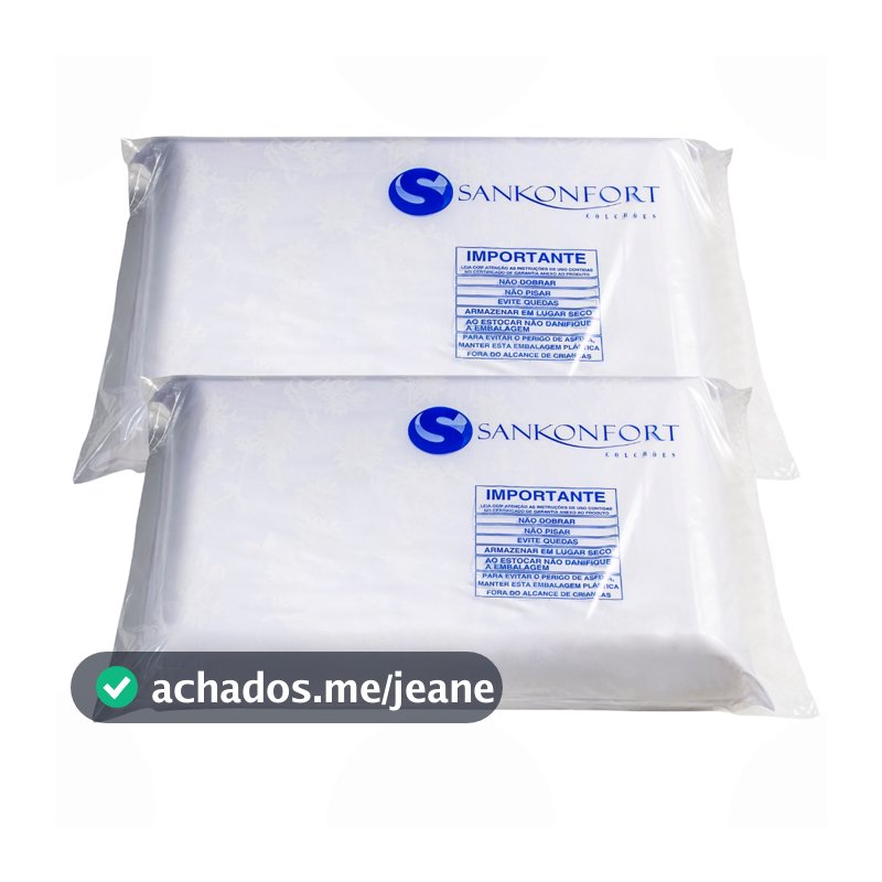 Kit 2 Travesseiros Sankonfort  60x40x12cm Linha Nina Antialérgicos Antiácaro Macios