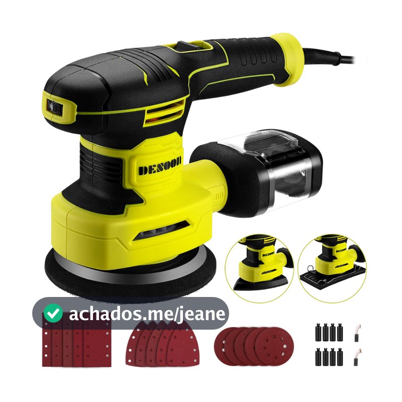 Lixadeira 3 En 1 Lijadora De Orbital Electrica Professional 350W Redonda Cuadrada En Forma De Rata 13000 RPM 6 Velocidad