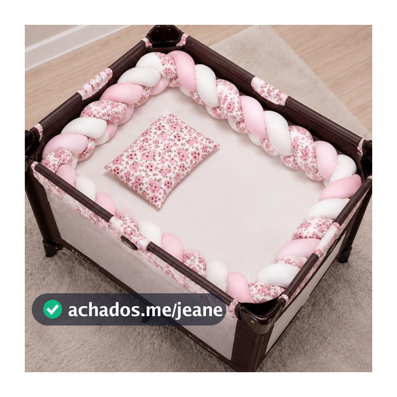 Kit Berço Desmontavel de Chiqueirinho de Menino 5 Peças Com Trança