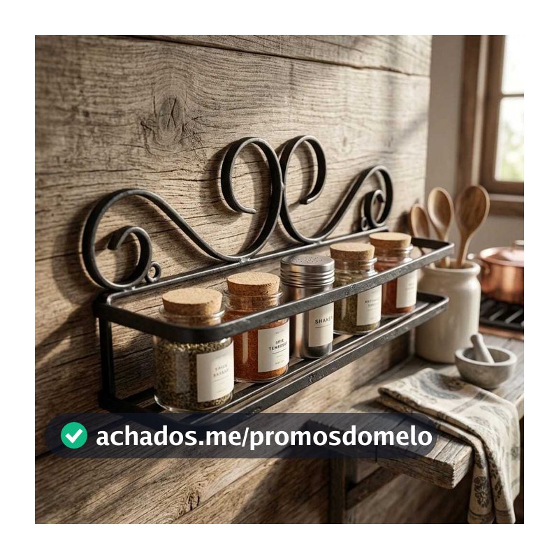 Porta Temperos Artesanal Ferro Rústico Prateleira Cozinha