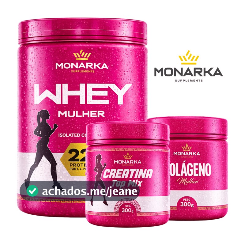 Kit Whey Protein Blend Isolado Concentrado  + Creatina  300g + Colágeno Hidrol 300g -  Feminino- 504