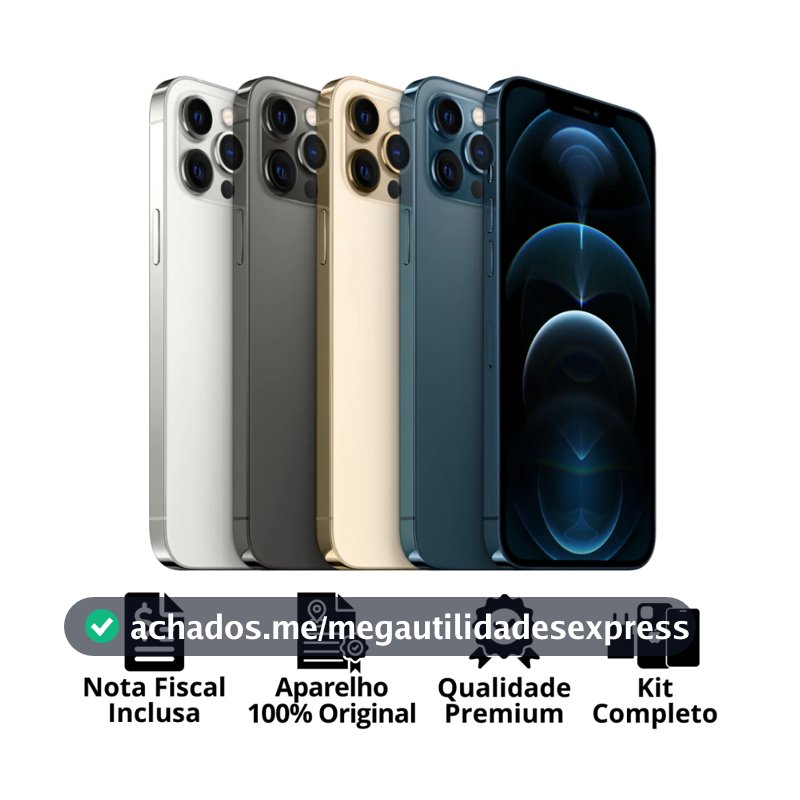Celular iPhone 12 Pro Max (128GB) (256GB) 100% Original Apple Seminovo Vitrine Bateria 85% a 100% NF Carregador Película