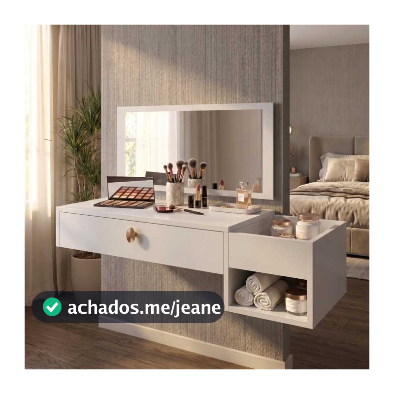 Penteadeira Suspensa Com Espelho E Gaveta Body Splash Virginia Make UP Quarto Closet Luxo Organizadora