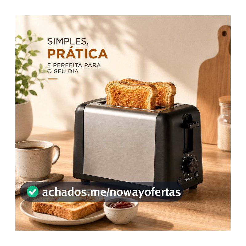 Torradeira Elétrica 2 Fatias com Controle de Temperatura e Bandeja Coletora de Migalhas